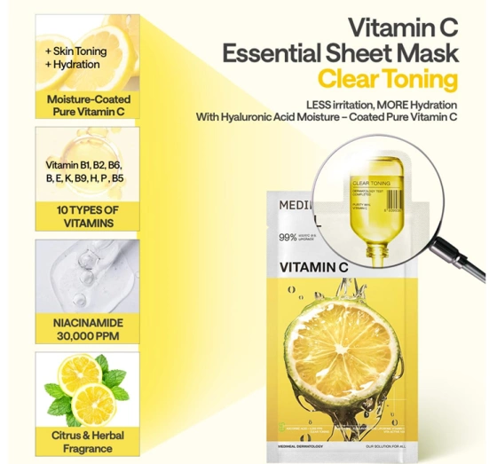 Click on photo to zoom it Mediheal Vitamin C Brightening and Moisturising Sheet Mask 24ml