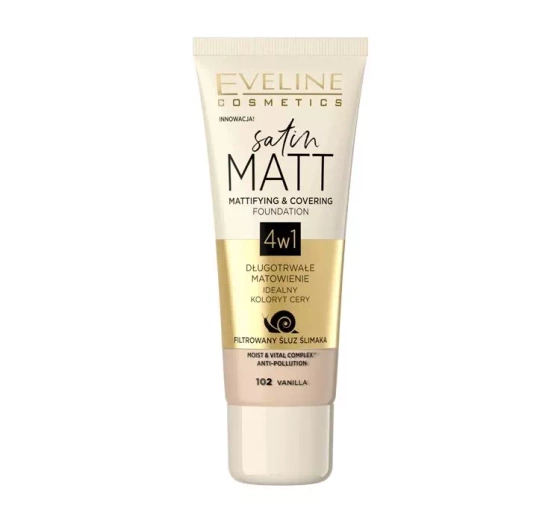 EVELINE SATIN MATT MATTIFYING FOUNDATION 102 VANILLA 30ML
