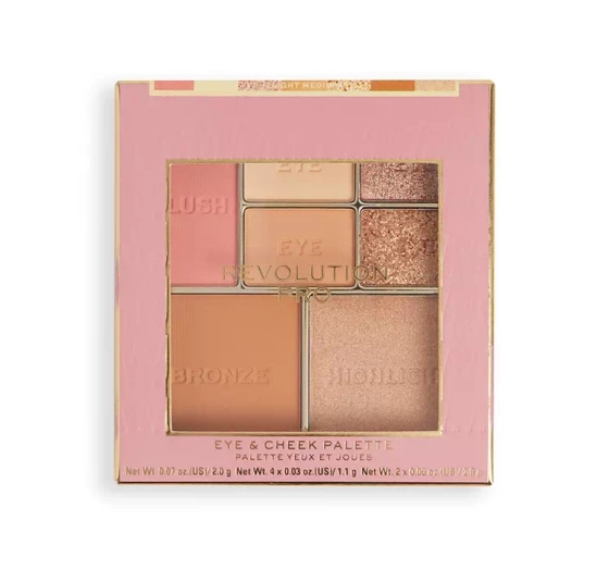 REVOLUTION PRO ICONIC EYE & CHEEK PALETTE LIGHT MEDIUM 12G