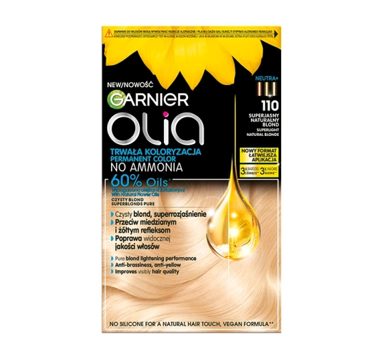 Click on photo to zoom it GARNIER OLIA PERMANENT HAIR COLOR NO AMMONIA 110 SUPER-LIGHT NATURAL BLOND