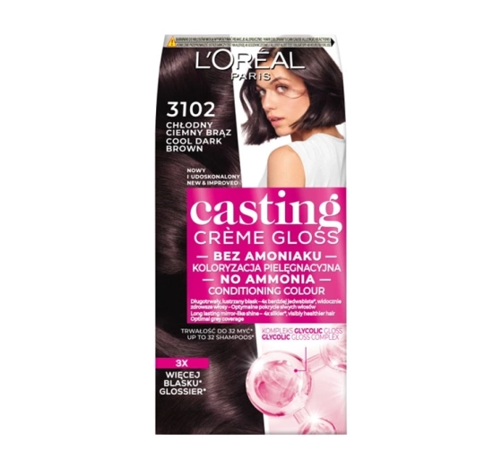 LOREAL CASTING CREME GLOSS SEMI PERMANENT HAIR DYE 3102 COOL DARK BROWN