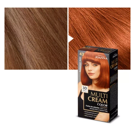 JOANNA MULTI CREAM COLOR PERMANENT HAIR DYE 43 FLAMING RED