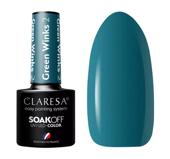 CLARESA SOAK OFF HYBRID NAIL POLISH GREEN WINKS 2 5ML