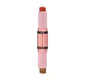 REVOLUTION BLUSH & HIGHLIGHT STICK CORAL DEW 4.3G