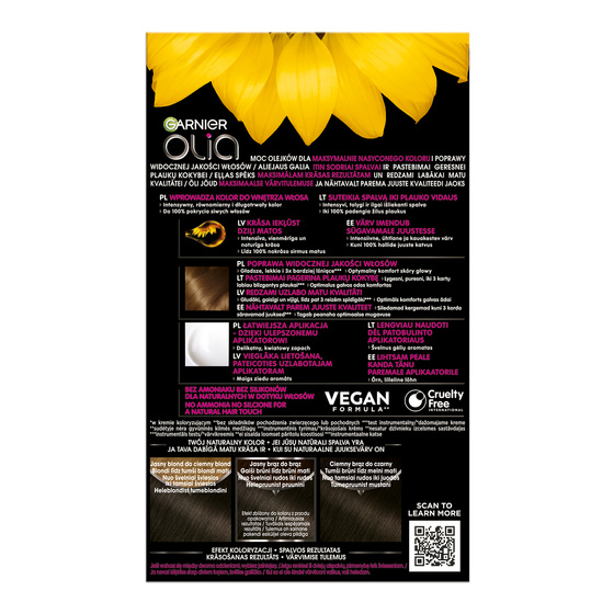 GARNIER OLIA PERMANENT HAIR COLOR NO AMMONIA 3.0 VERY DARK BROWN