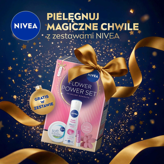 NIVEA Flower Power Set: Fresh Flower Deodorant Spray 150ml, Soft Moisturiser 200ml, Soft Rose Lip Balm 4.8g and Hair Clip