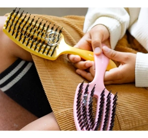 OLIVIA GARDEN FINGERBRUSH CARE MINI KIDS HAIR BRUSH YELLOW