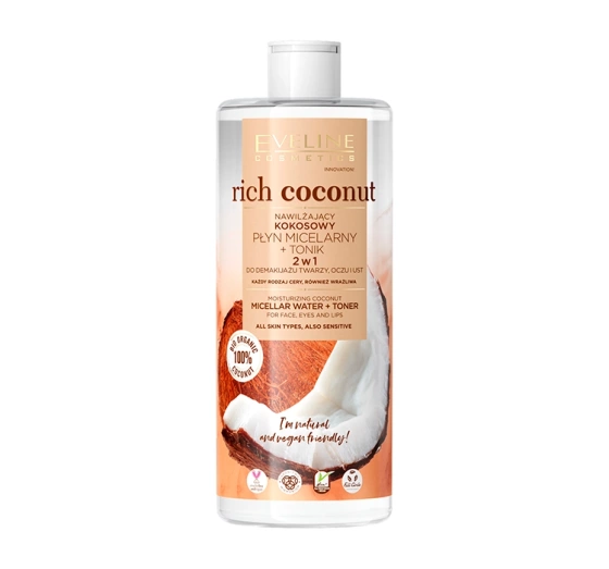 EVELINE RICH COCONUT MOISTURIZING COCONUT MICELLAR WATER AND TONER 500ML