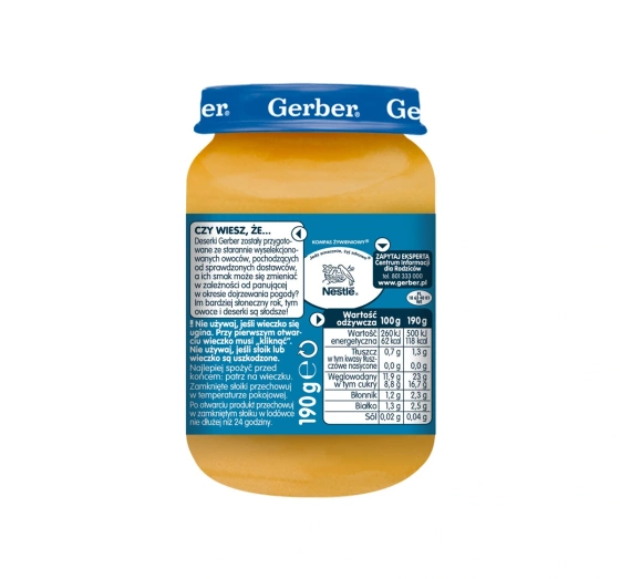 Gerber dessert after 6 months Apples, bananas and mango with creamy cottage cheese 190g