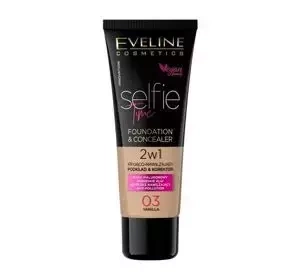 EVELINE SELFIE TIME HIGH COVERAGE AND MOISTURIZING FOUNDATION AND CONCEALER 03 VANILLA 30ML