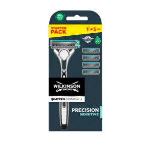 WILKINSON SWORD QUATTRO TITANIUM SENSITIVE MEN'S RAZOR + 4 BLADE REFILLS