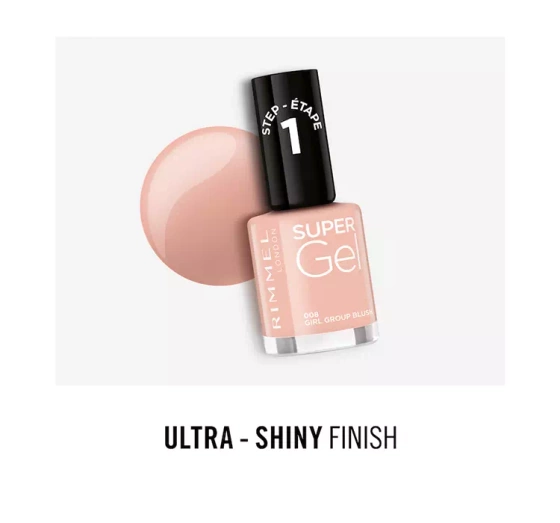 RIMMEL SUPER GEL NAIL GEL NAIL POLISH 008 GIRL GROUP BLUSH 12ML 