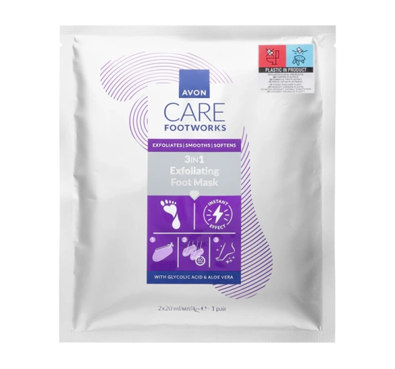 Click on photo to zoom it AVON FOOT WORKS EXFOLIATING SOCKS WITH GLYCOLIC ACID AND ALOE 40ML