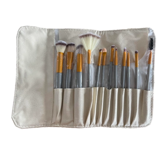 A SET OF 12 PROFESSIONAL MAKEUP BRUSHES + ETUI