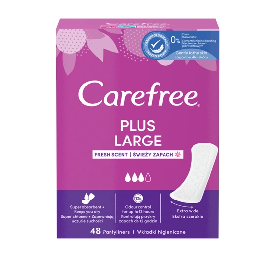 CAREFREE PLUS LARGE FRESH SCENT SANITARY PADS 48 PCS