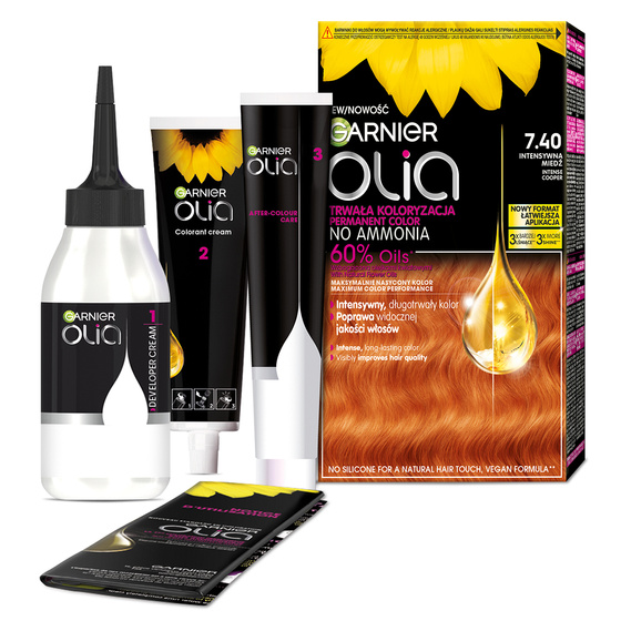 GARNIER OLIA PERMANENT HAIR COLOR NO AMMONIA 7.40 INTENSIVE COPPER