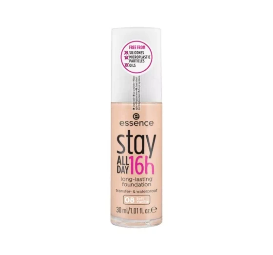 ESSENCE STAY ALL DAY 16H VEGAN LONG-LASTING FOUNDATION 08 SOFT VANILLA 30ML