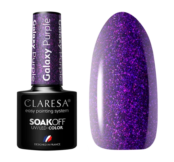 CLARESA SOAK OFF HYBRID NAIL POLISH GALAXY PURPLE 5ML