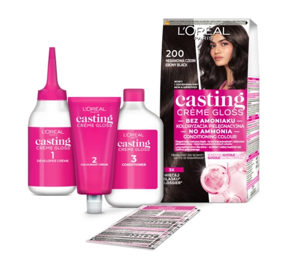 LOREAL CASTING CREME GLOSS SEMI PERMANENT HAIR DYE 200 EBONY BLACK