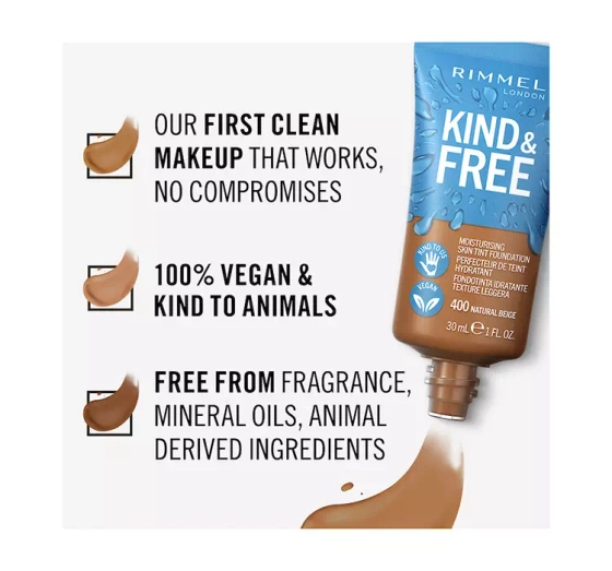 RIMMEL KIND & FREE FACE FOUNDATION 400 NATURAL BEIGE 30ML