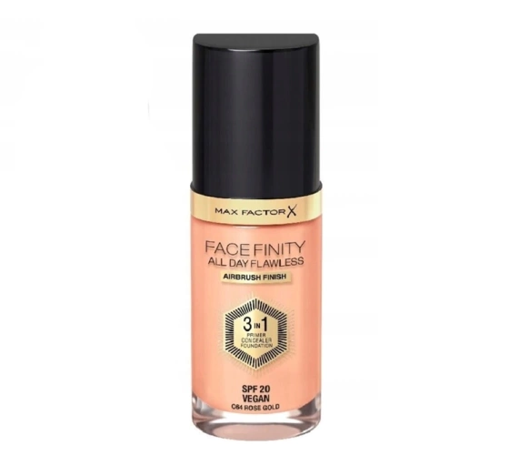MAX FACTOR FACEFINITY ALL DAY FLAWLESS 3IN1 VEGAN FOUNDATION C64 ROSE GOLD 30ML 