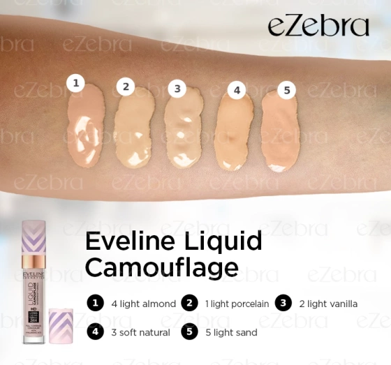 EVELINE LIQUID CAMOUFLAGE CONCEALER WITH HYALURONIC ACID 03 SOFT NATURAL 7ML