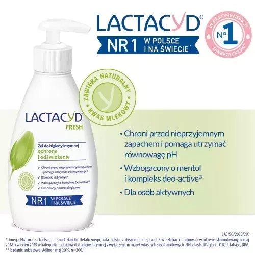 LACTACYD FRESH REFRESHING INTIMATE HYGIENE GEL WITH A PUMP 200ML