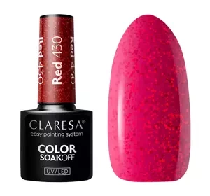 CLARESA SOAK OFF HYBRID NAIL POLISH RED 430 5G