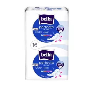 BELLA PERFECTA ULTRA MAXI BLUE FEMINE PADS WITH WINGS 16 PCS