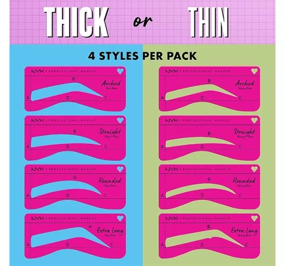 NYX PROFESSIONAL MAKEUP ZERO TO BROW EYEBROW SHAPING STENCIL SET THICK BROWS