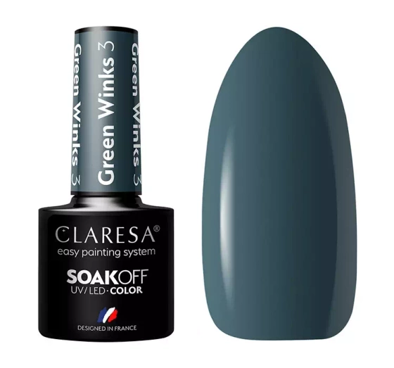 CLARESA SOAK OFF HYBRID NAIL POLISH GREEN WINKS 3 5ML