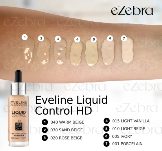 EVELINE LIQUID CONTROL FOUNDATION 015 LIGHT VANILLA