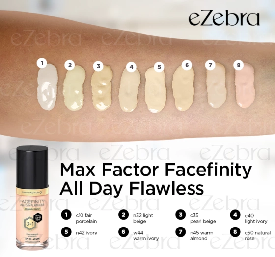 MAX FACTOR FACEFINITY ALL DAY FLAWLESS 3IN1 VEGAN FOUNDATION C35 PEARL BEIGE 30ML 