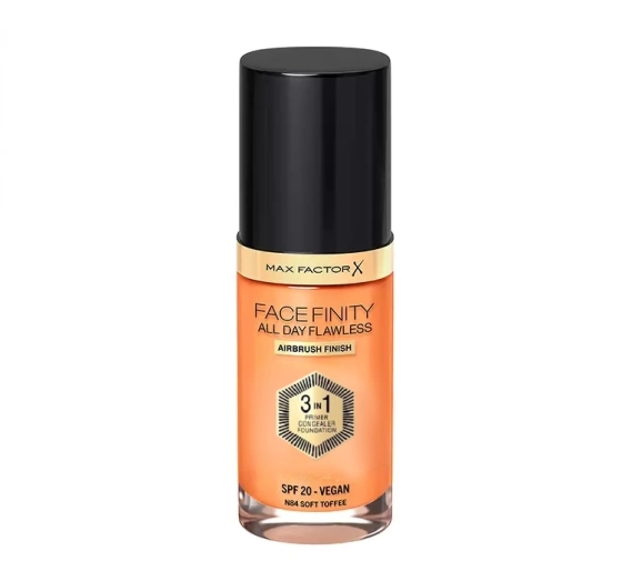 MAX FACTOR FACEFINITY ALL DAY FLAWLESS 3IN1 VEGAN FOUNDATION N84 SOFT TOFFEE 30ML 