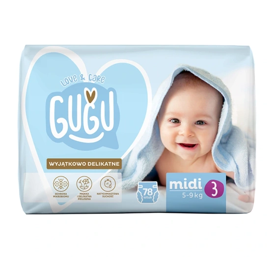 Gugu Love & Care Premium diapers size 3 Midi (5-9 kg) 78 pieces