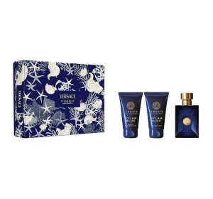 VERSACE DYLAN BLUE POUR HOMME SET EAU DE TOILETTE SPRAY 50ML + GEL + AFTER SHAVE BALM