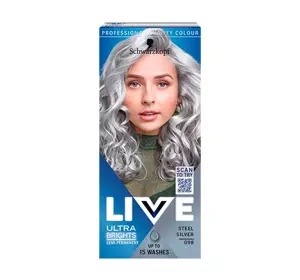 SCHWARZKOPF LIVE ULTRA BRIGHTS OR PASTEL SEMI PERMANENT HAIR DYE 098 STEEL SILVER