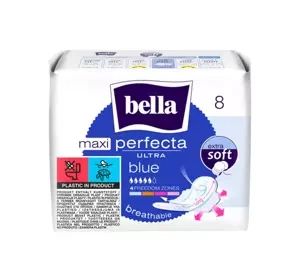 BELLA PERFECTA ULTRA MAXI BLUE FEMINE PADS WIT WINGS 8 PCS