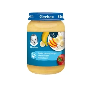 Gerber dessert after 6 months Apples, bananas and mango with creamy cottage cheese 190g