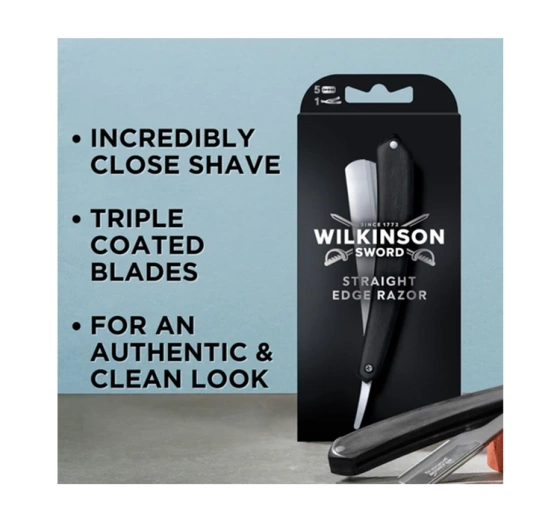 WILKINSON SWORD CLASSIC PREMIUM STRAIGHT RAZOR FOR MEN + 5 INTERCHANGEABLE BLADES