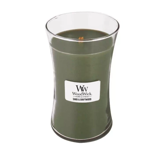 WOODWICK LARGE JAR CANDLE SCENTED SAND & DRIFTWOOD 610G