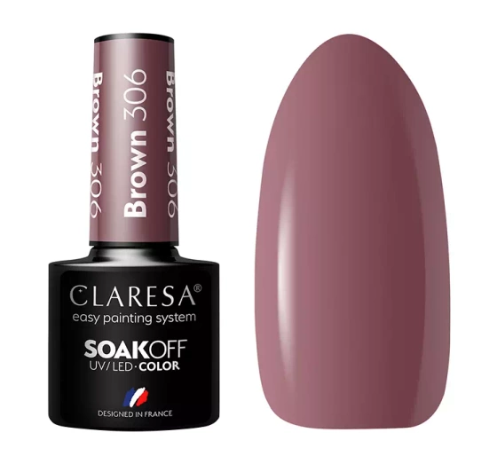 CLARESA SOAK OFF HYBRID NAIL POLISH BROWN 306 5G