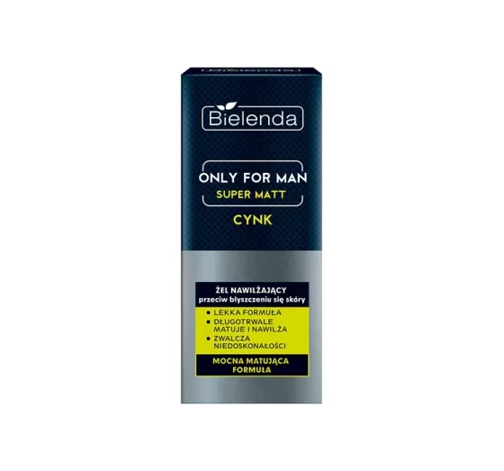 BIELENDA ONLY FOR MAN SUPER MATT ZINC MOISTURIZING GEL AGAINST SKIN SHINE 50ML