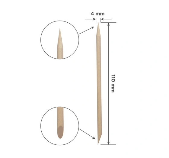 Staleks Pro Expert Double-Ended Orange Wood Manicure Sticks with Pointed Tip and Cuticle Pusher 110mm Pack of 100