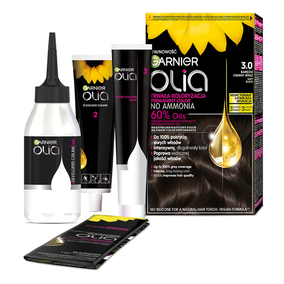 GARNIER OLIA PERMANENT HAIR COLOR NO AMMONIA 3.0 VERY DARK BROWN