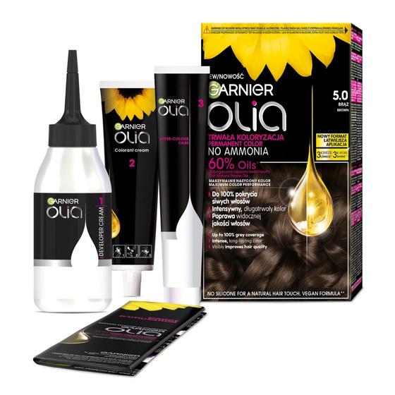GARNIER OLIA PERMANENT HAIR COLOR NO AMMONIA 5.0 BROWN
