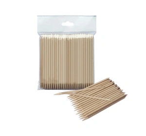 Staleks Pro Expert Double-Ended Orange Wood Manicure Sticks with Pointed Tip and Cuticle Pusher 110mm Pack of 100