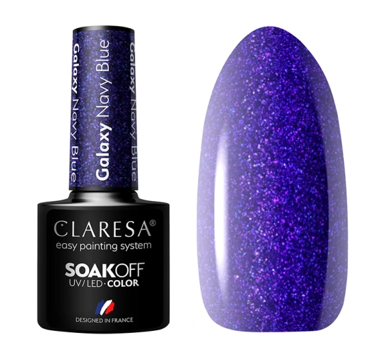 CLARESA SOAK OFF HYBRID NAIL POLISH GALAXY NAVY BLUE 5ML