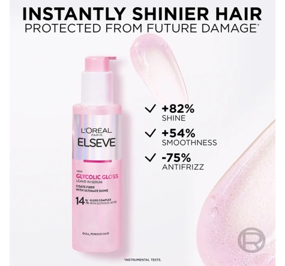 LOREAL ELSEVE GLYCOLIC GLOSS LEAVE-IN SERUM DULL AND POROUS HAIR 150ML