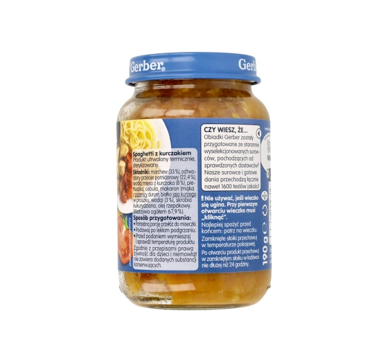 Gerber dinner after 8 months Spaghetti with chicken 190g
